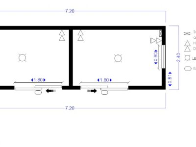 2-Bedroom Cabin 7.2 x 2.4m