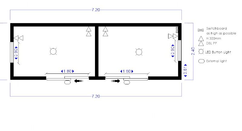 2-Bedroom Cabin 7.2 x 2.4m