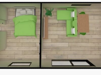 8.6m x 3.9m One Bedroom Pod