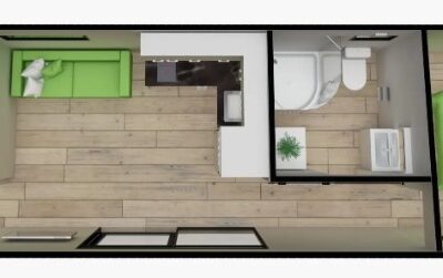 11m x 3.1m, One Bedroom Pod