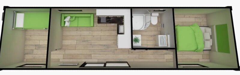 11m x 3.1m Two Bedroom Pod